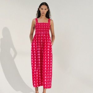 Zara Pink Printed MIDI Long Dress